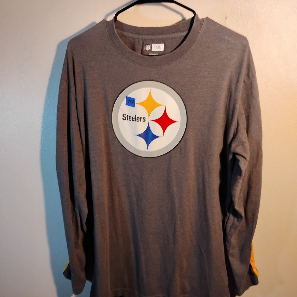 Pittsburgh Steelers NFL Apparel Long Sleeve Logo Sewn Stripe Sleeves Mens Large - Picture 2 of 16